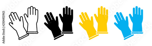 Photos Set of protective rubber gloves icons for cleaning and industrial use