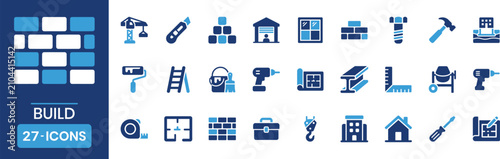 Εκτύπωση καμβά Build pictogram fill color icon pack