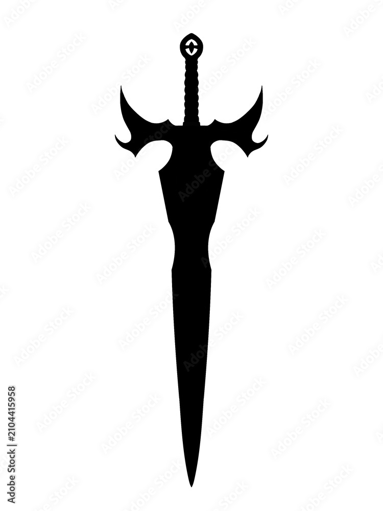 Fototapeta premium Fantasy Gothic Dagger Silhouette Isolated on Transparent Background