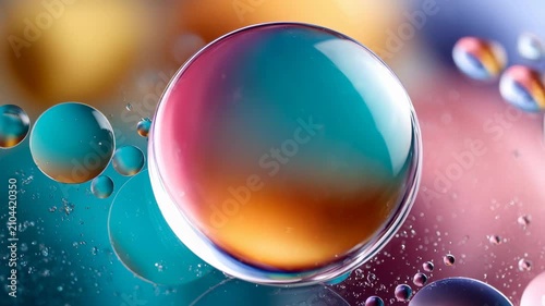 Colorful oil and water droplets abstract background with vibrant gradients