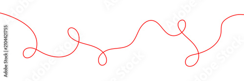 Red thread isolates on a white background. red thread looped in a circle form, symbolizing vector. line of red yarn, long red thread .Vector illustration . EPS 10 .