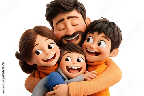 A joyful family embracing closely with bright smiles and laughter symbolizing love, togetherness, happiness, unity, and the warmth of family bonds in a cheerful and positive atmosphere