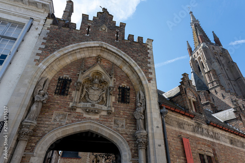 Traditional Medieval Architecture and Historic Guildhouses in Bruges Belgium