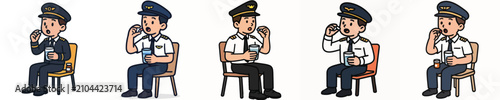 Canvastavla Vector set of a pilot taking medication