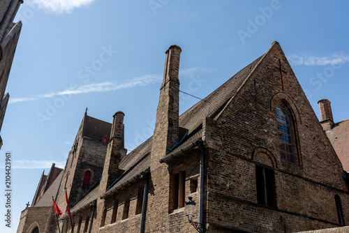 Traditional Medieval Architecture and Historic Guildhouses in Bruges Belgium
