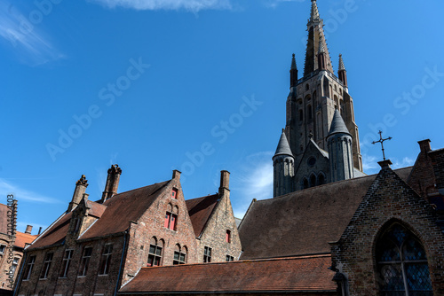 Traditional Medieval Architecture and Historic Guildhouses in Bruges Belgium