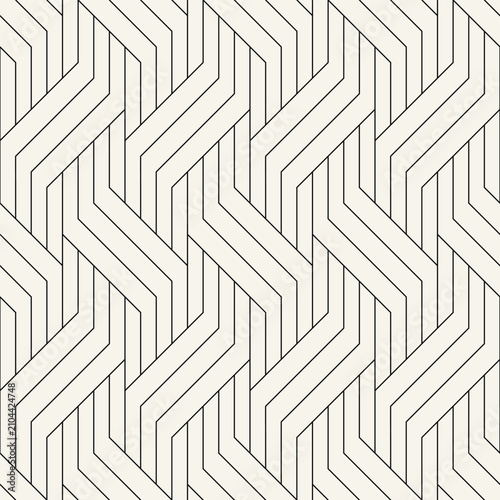 Seamless pattern with geometric zigzag. Endless stylish texture. Ripple monochrome background. Linear weaved grid. Thin interlaced swatch.