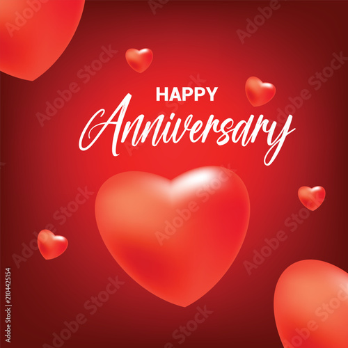 happy anniversary on red background