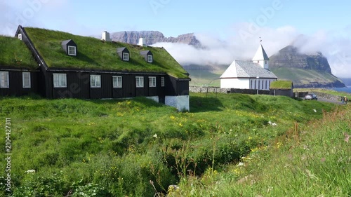 The Viðareiði Church, Faroe Islands in Summer