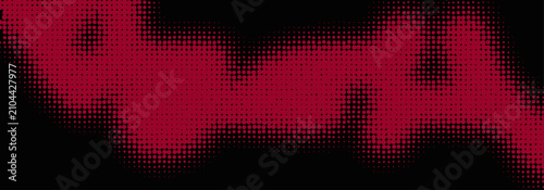 Canvastavla Abstract flowing wave of deep red dots against a dark background