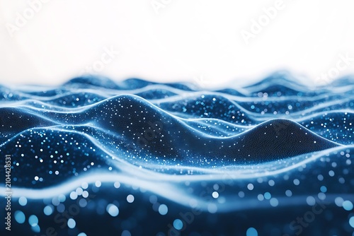 Abstract 3d digital wave background with glowing particles