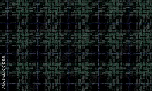 Seamless plaid fabric in black, green, and blue is perfect for textiles and apparel such as shirts, dresses, and skirts, adding a distinctive and sophisticated touch to any fashion style.