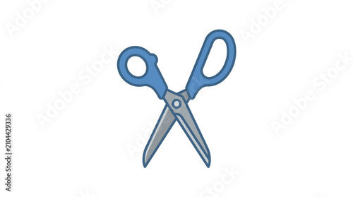Fotografi Blue Scissors Open Isolated on White Background.