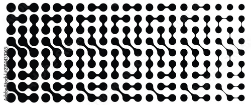 фотографія Black and white geometric pattern of interconnected circles and rounded links ar