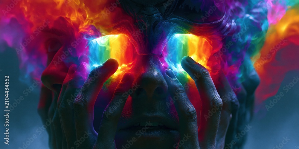 Fototapeta premium Colorful emotional expression with vibrant light and shadow