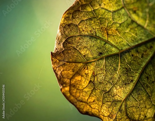 Close Up Autumn Leaf with Visible Veins and Texture.