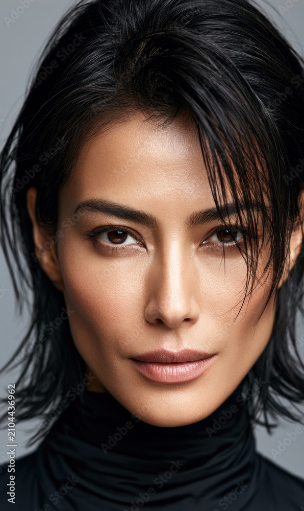 Fototapeta premium Elegant female portrait showcasing captivating eyes and style