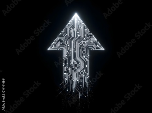 Digital arrow circuitry design for technology concept