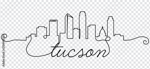 Cuadro en lienzo Tucson city skyline continuous line drawing