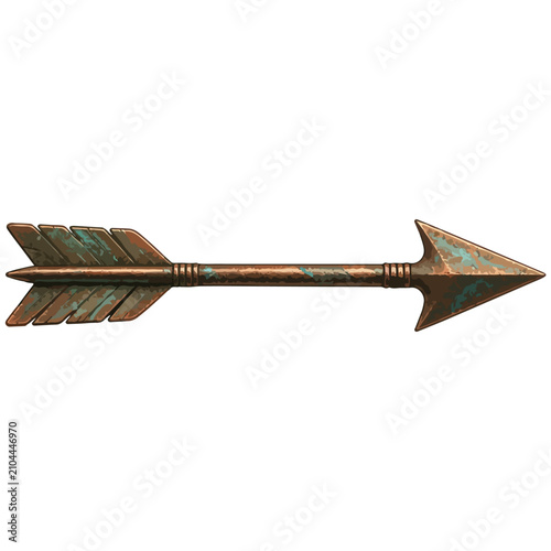 Antique Copper Arrow Illustration with Patina Texture