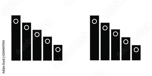 Fotografie Minimalist bar chart icon set representing descending financial trends and data