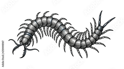 Tableau sur toile Centipede insect with many legs crawling.
