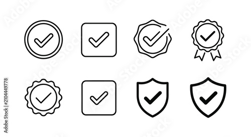Foto Checkmark Icons Collection Black Line Art On White Background