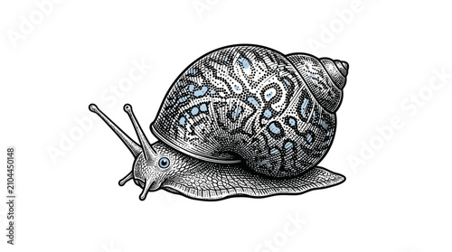 Bild auf Leinwand Detailed illustration of a snail.