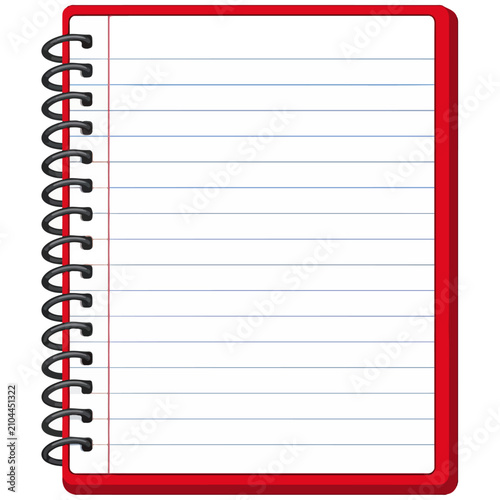 Red Spiral Notebook with Lined Paper Vector