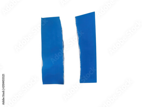 Two blue paper strips with torn edges isolated on transparent background.