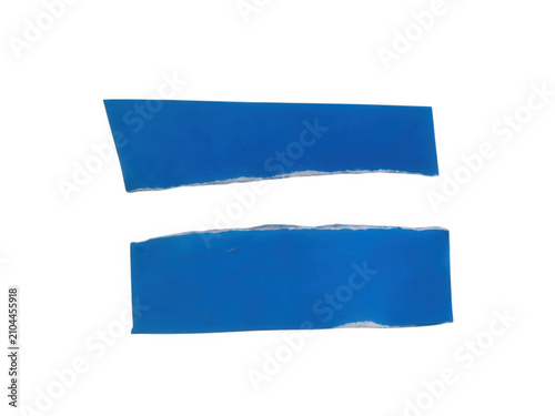 Two strips of blue paper with torn edges isolated on a transparent background.