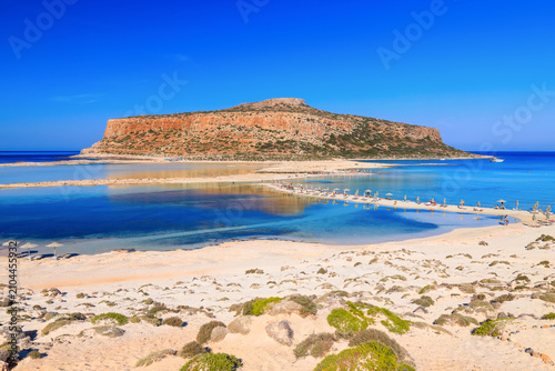 Canvas Print Crete, Greece. Balos Lagoon beach and Gramvousa island.