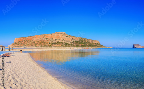 Canvas Print Crete, Greece. Balos Lagoon beach and Gramvousa island.