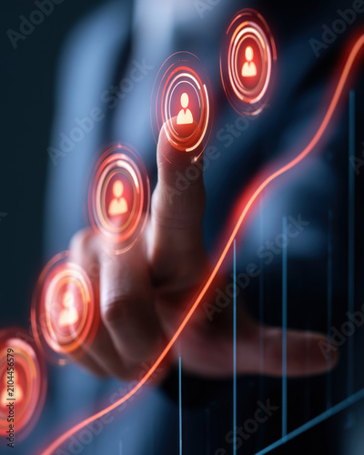 Customer Growth Curve with Digital User Icons