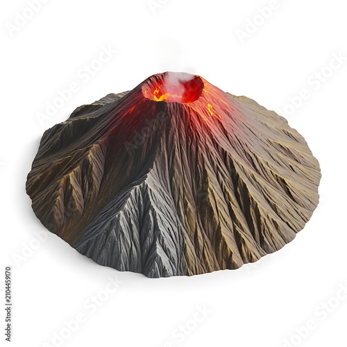 Volcano eruption with lava flow