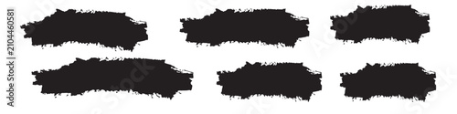 Obraz na plátně Set of black ink brush stroke marks for design