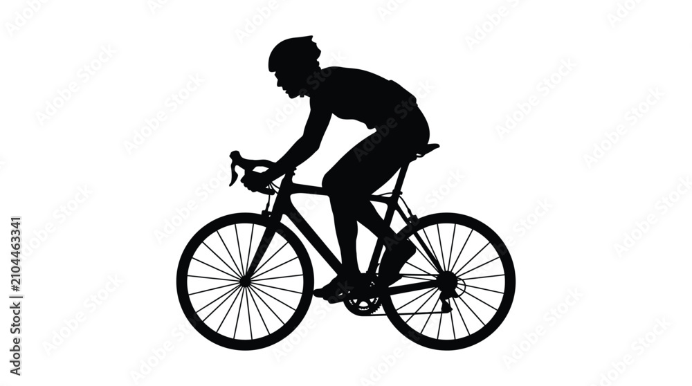 Fototapeta premium Cyclist riding a road bike black silhouette