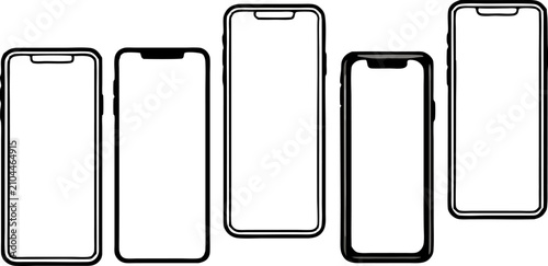 Fotografie Create a series of smartphone mockups showing different notch styles and screen shapes