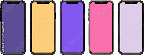 Cuadro en lienzo Create a series of smartphone mockups showing different notch styles and screen shapes