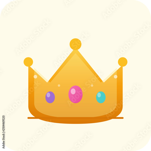 A colorful crown icon with jewels on a white background