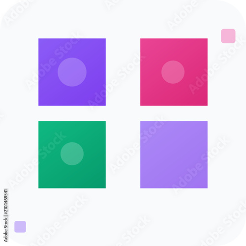 A colorful vector graphic illustration of squares and circles in a modern design