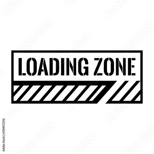 Stencil style loading zone sign graphic with industrial construction lettering