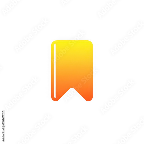 Gradient yellow bookmark icon isolated on transparent background cutout