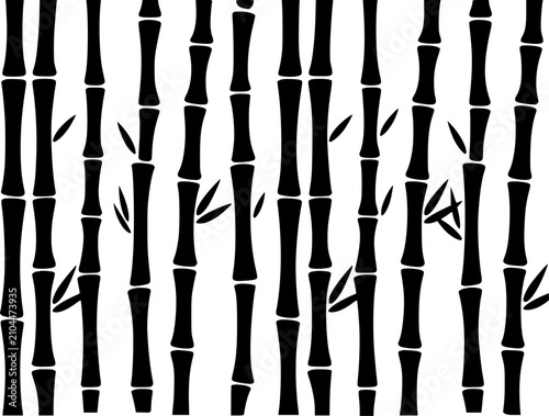 Canvastavla Patrón de bosque de bambú minimalista en blanco y negro con tallos verticales y