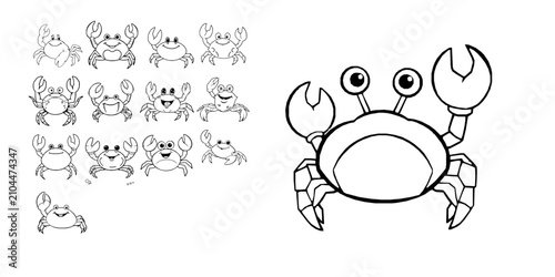 Obraz na plátne Friendly Crab Holding Up One Claw Easy Coloring Page Bold Outlines Coloring Page