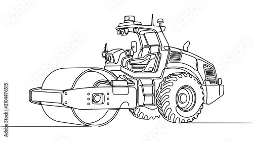Fotografía Heavy road roller compactor construction equipment continuous line drawing