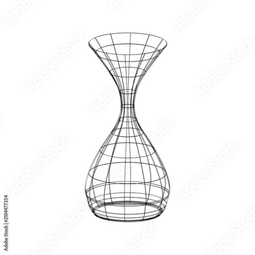 фотографія 3D wireframe hourglass-shaped surface with symmetrical narrowing center and flar