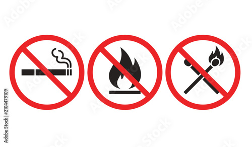 Foto No smoking sign red prohibition icon safety instruction warning signage, no open