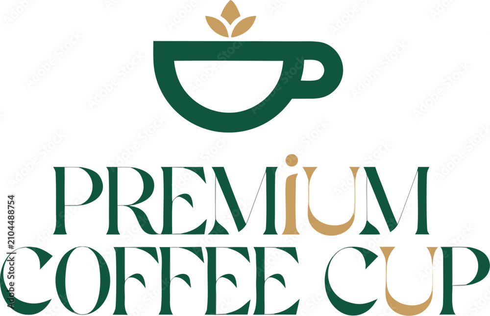 Fototapeta premium Premium coffee shop logo design with green and gold accents