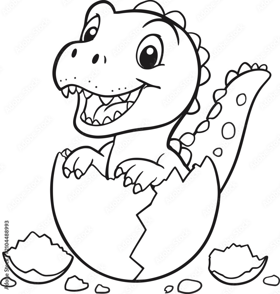 Fototapeta premium Kawaii Dinosaur Coloring Page design